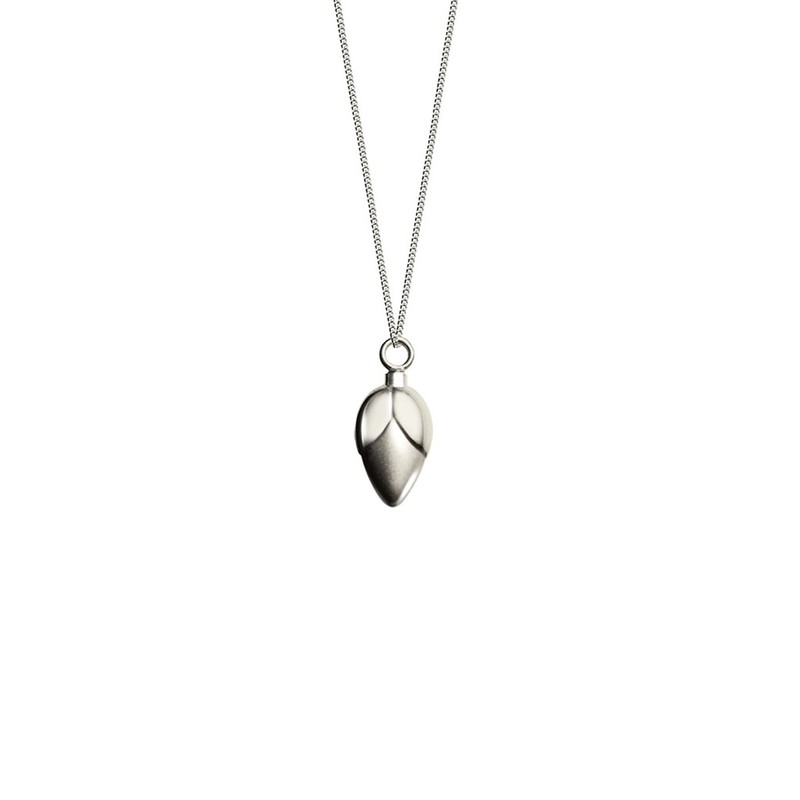 Hanger bloemknop glans, zilver, incl. collier
