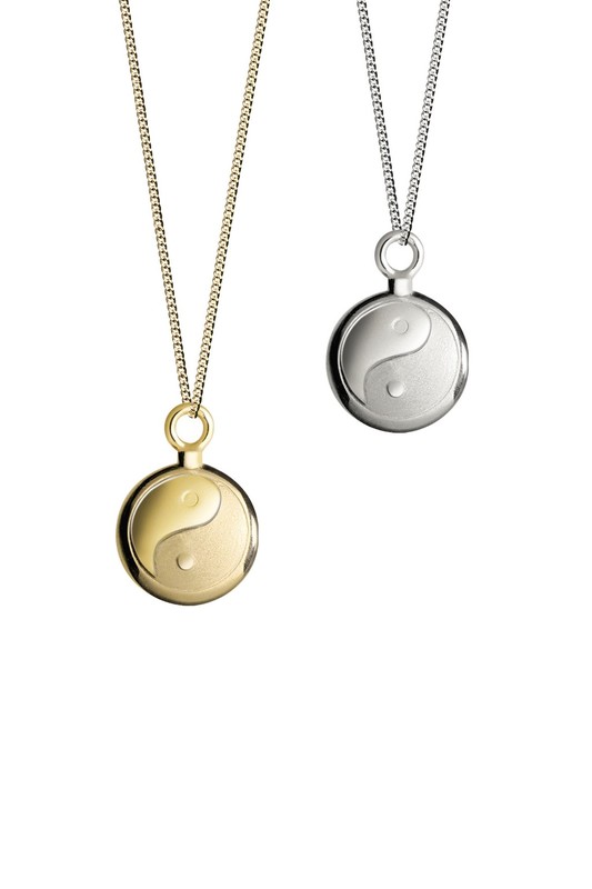 Hanger Ying Yang mini zilver, incl. collier